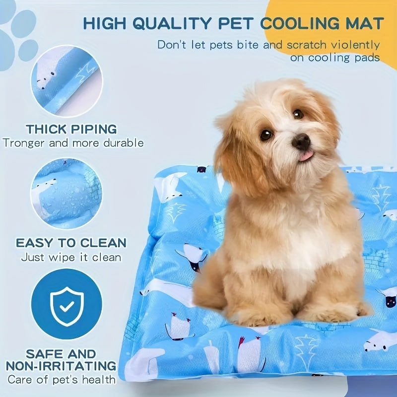 Gel Cooling Mat for Dogs and Cats, Water-Activated Reusable Pet Resting Pad in Two Sizes and Four Patterns for Indoor and Outdoor Summer Lounging
