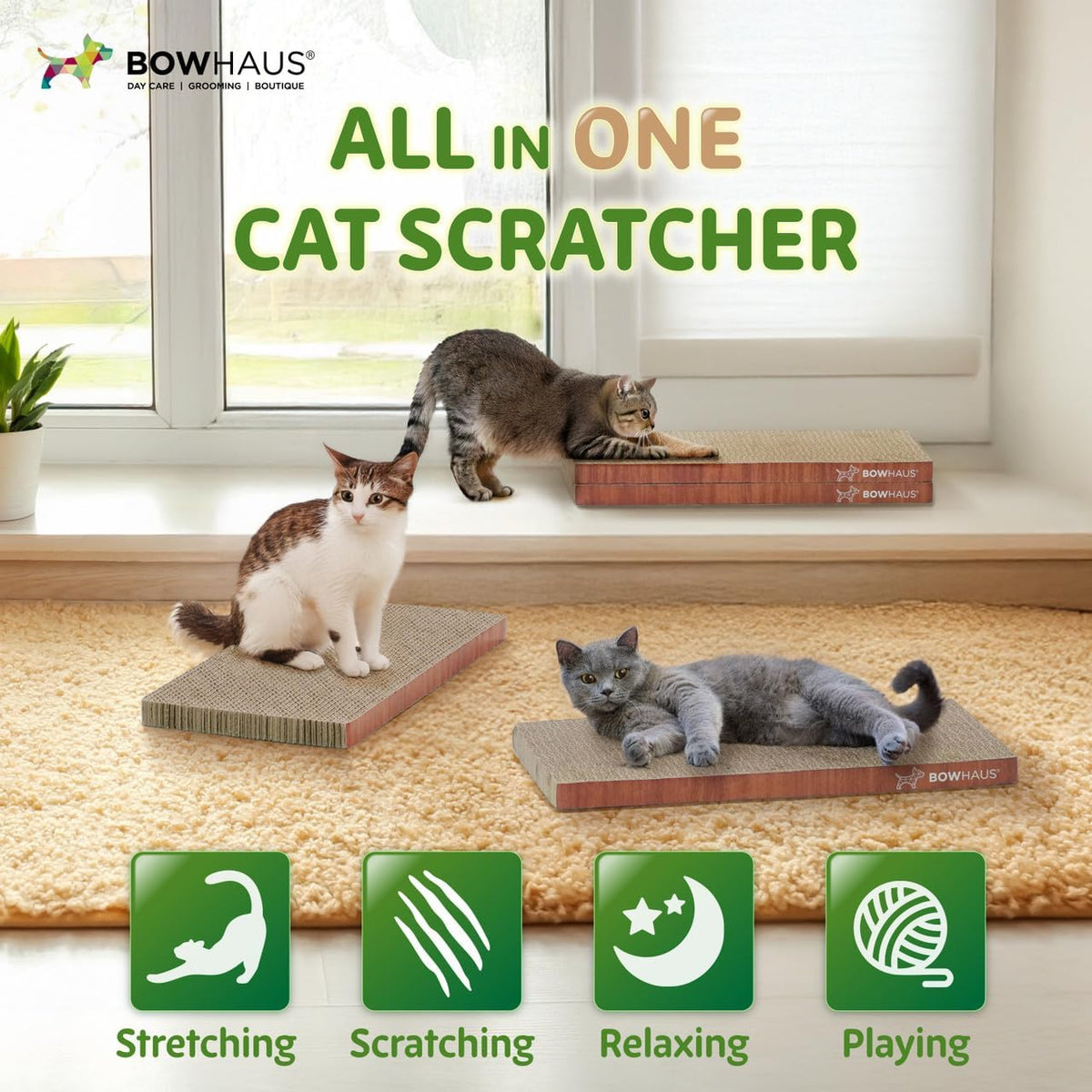 Reversible Cat Scratcher Lounger for Indoor Cats, Large Scratching Pad for Daily Stretching and Rest, Basic 8-Piece or Curved 1-Piece Options