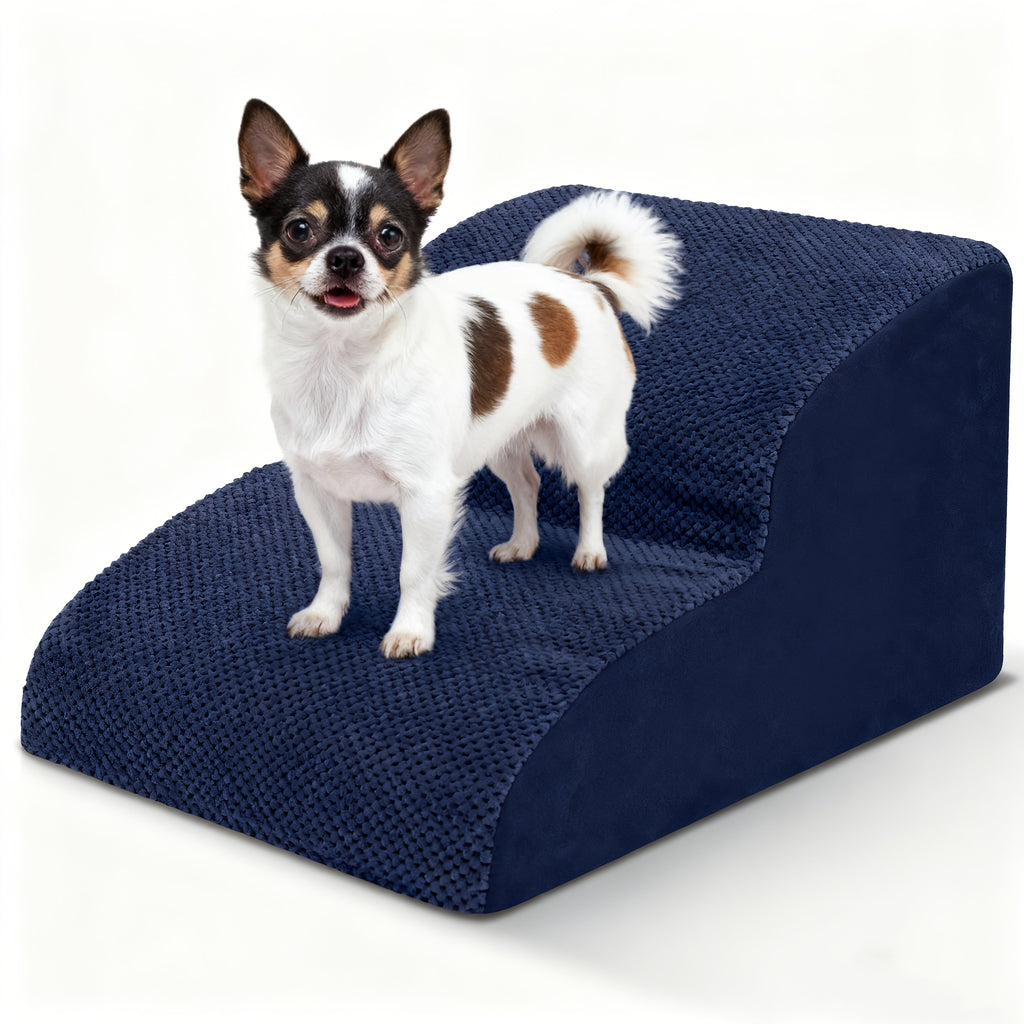 Cushioned Dog Stairs for Small Dogs, High-Density Foam Pet Steps with Non-Slip Bottom and Removable Cover, 2 or 3 Steps for Suitable Beds and Couches