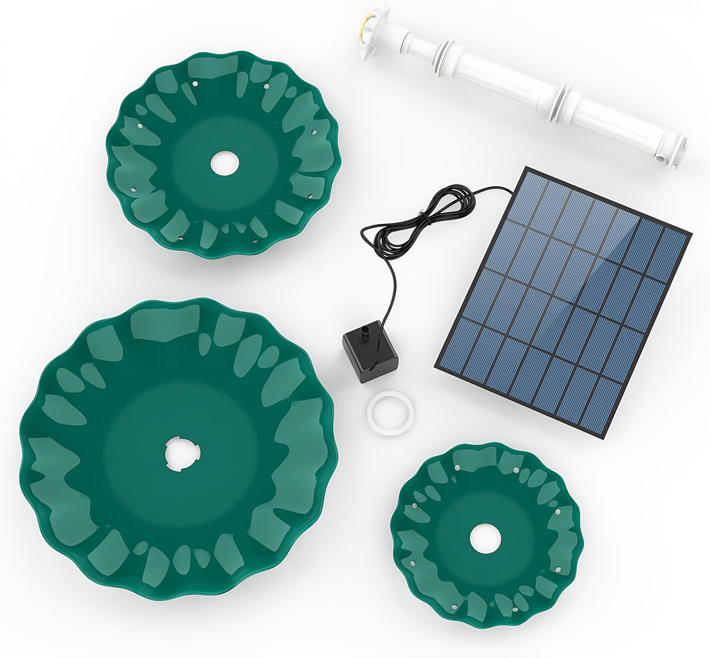 Solar Fountain Bird Bath in Light Blue, Three-Layer Flowing Water Feature for Outdoor Garden, Patio and Courtyard Decor with 3.5W Solar Power