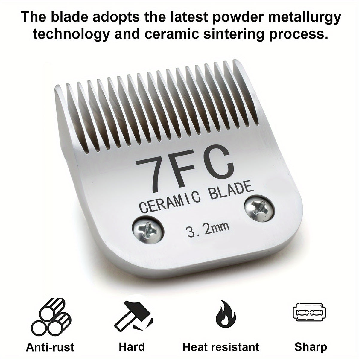 7FC Dog Clipper Blade with Ceramic Cutter, 1/8-Inch (3.2 mm) Replacement Grooming Blade for AG and AGC Pet Clippers, Single Piece