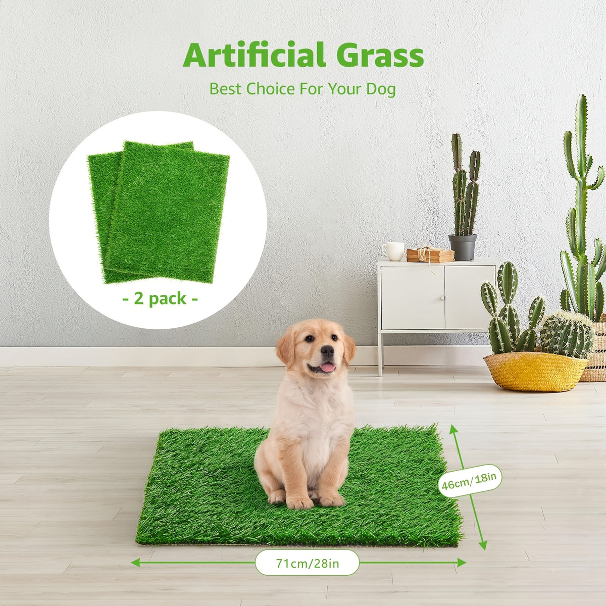 Washable Dog Potty Grass Mats with Drainage Holes and Rubber Backing, Reusable Artificial Turf Pads in Four Sizes for Indoor Training and Outdoor Use