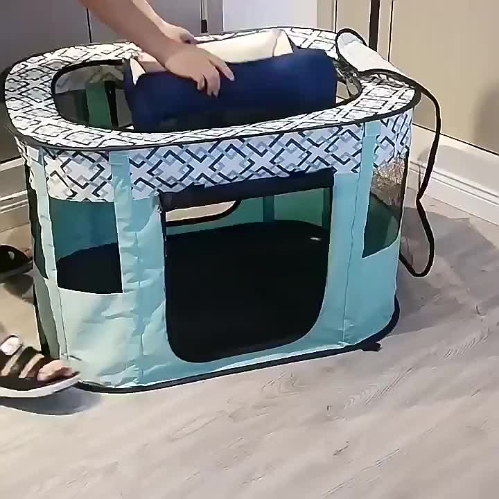 Rectangular Pet Playpen for Dogs and Cats, Purple Foldable Mesh Tent with Zipper Door for Puppies, Kittens, Indoor Rest and Travel