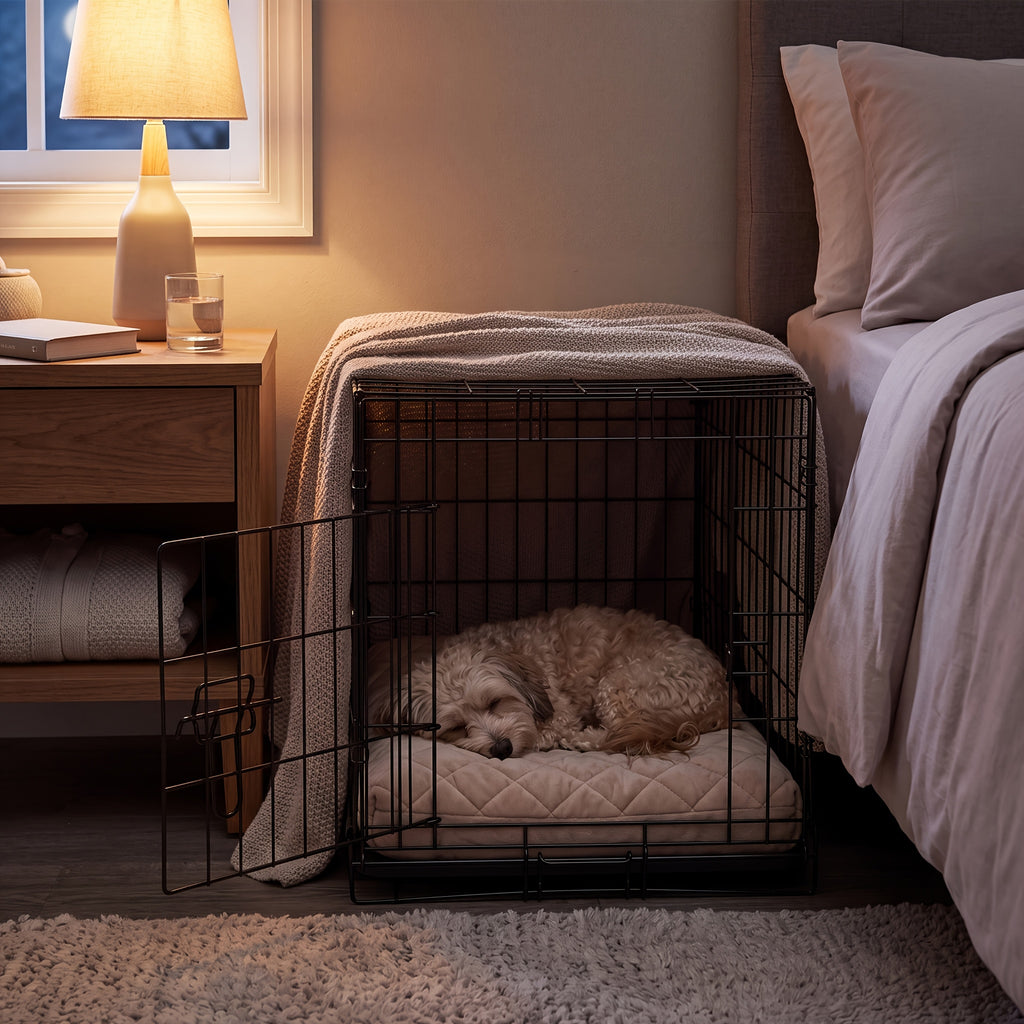 Wire Dog Crate in Black with Divider Panel and Removable Tray, Foldable Metal Pet Kennel with Carry Handle and Six Size Options for Home Training