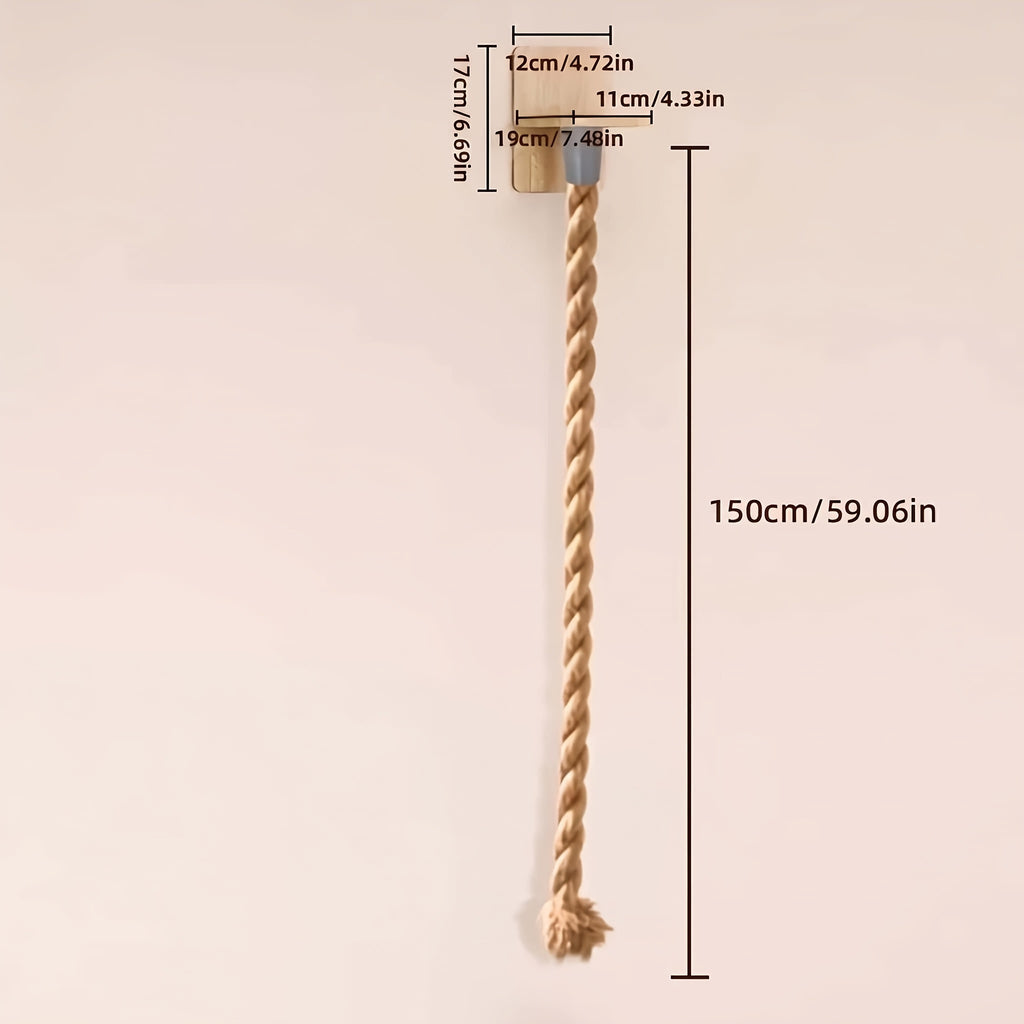 Cat Climbing Wall System with Thick Hemp Rope, 59.06 Inch Listed Set for Space-Saving Indoor Cat Furniture, Climbing, Resting and Play