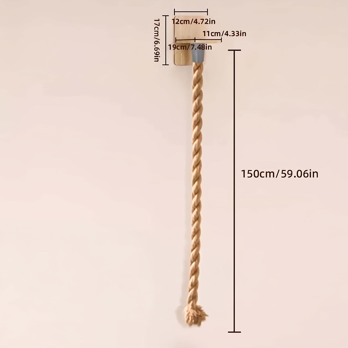 Cat Climbing Wall System with Thick Hemp Rope, 59.06 Inch Listed Set for Space-Saving Indoor Cat Furniture, Climbing, Resting and Play