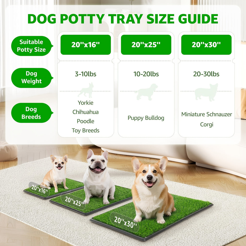 Puppy Grass Potty Training Pad with Tray, Reusable 4-Layer Artificial Turf Dog Toilet in Three Sizes for Apartments, Balconies and RV Travel