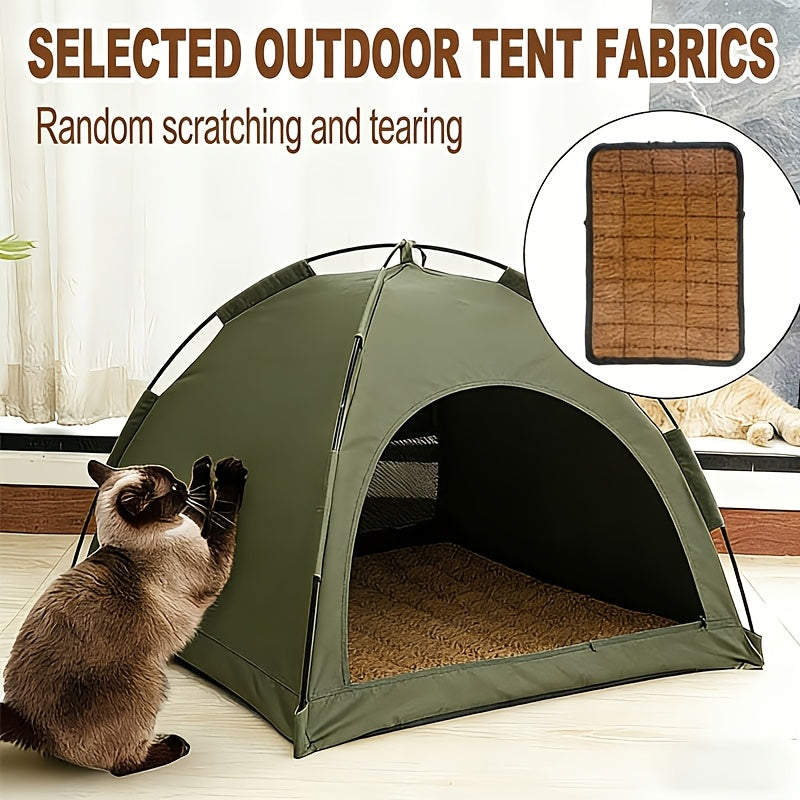 Portable Pet Sleeping Tent for Cats and Dogs, Fern Green 35 x 35 cm Cozy Nest with Solid Color Design for Home Bedtime and Supervised Travel
