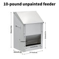 Wall Mounted Chicken Feeder with Cover, Galvanized Metal Gravity Poultry Food Dispenser for Backyard Coops, Chicken, Duck and Quail Feeding