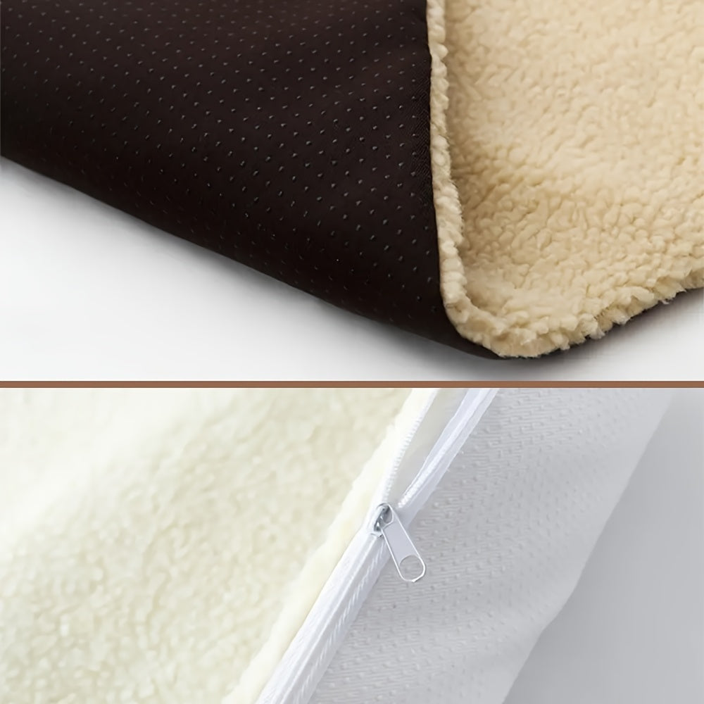 Self-Warming Pet Mat for Cats and Dogs, Soft Khaki Thermal Sleeping Pad with Reflective Layer, No Electricity Needed for Cozy Indoor Rest