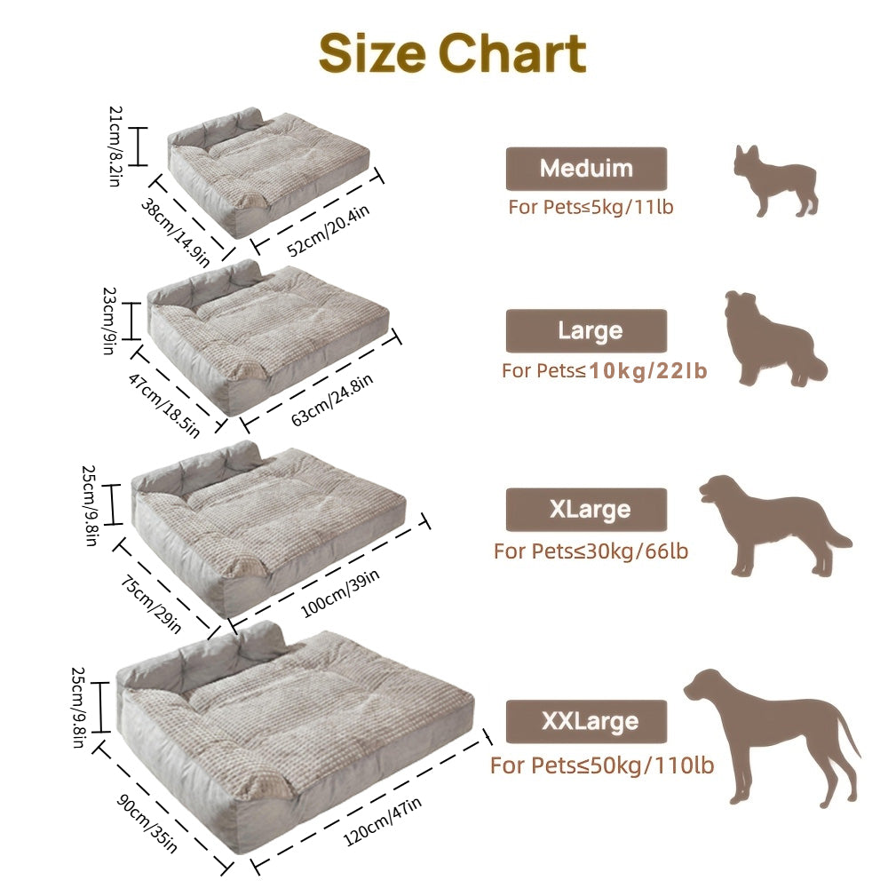 Bolster Orthopedic Dog Bed with Memory Foam and Egg Crate Cushioning, Gray Pet Sofa for Medium, Large and Senior Dogs in Four Sizes