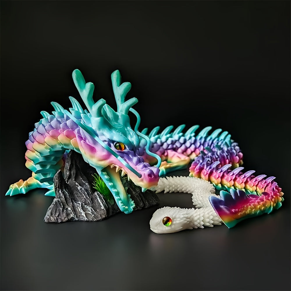 3D Printed Dragon Figurine, Large 88cm Articulated Dragon with Movable Joints and Mouth for Desktop Display, Fantasy Decor and Birthday Gifts