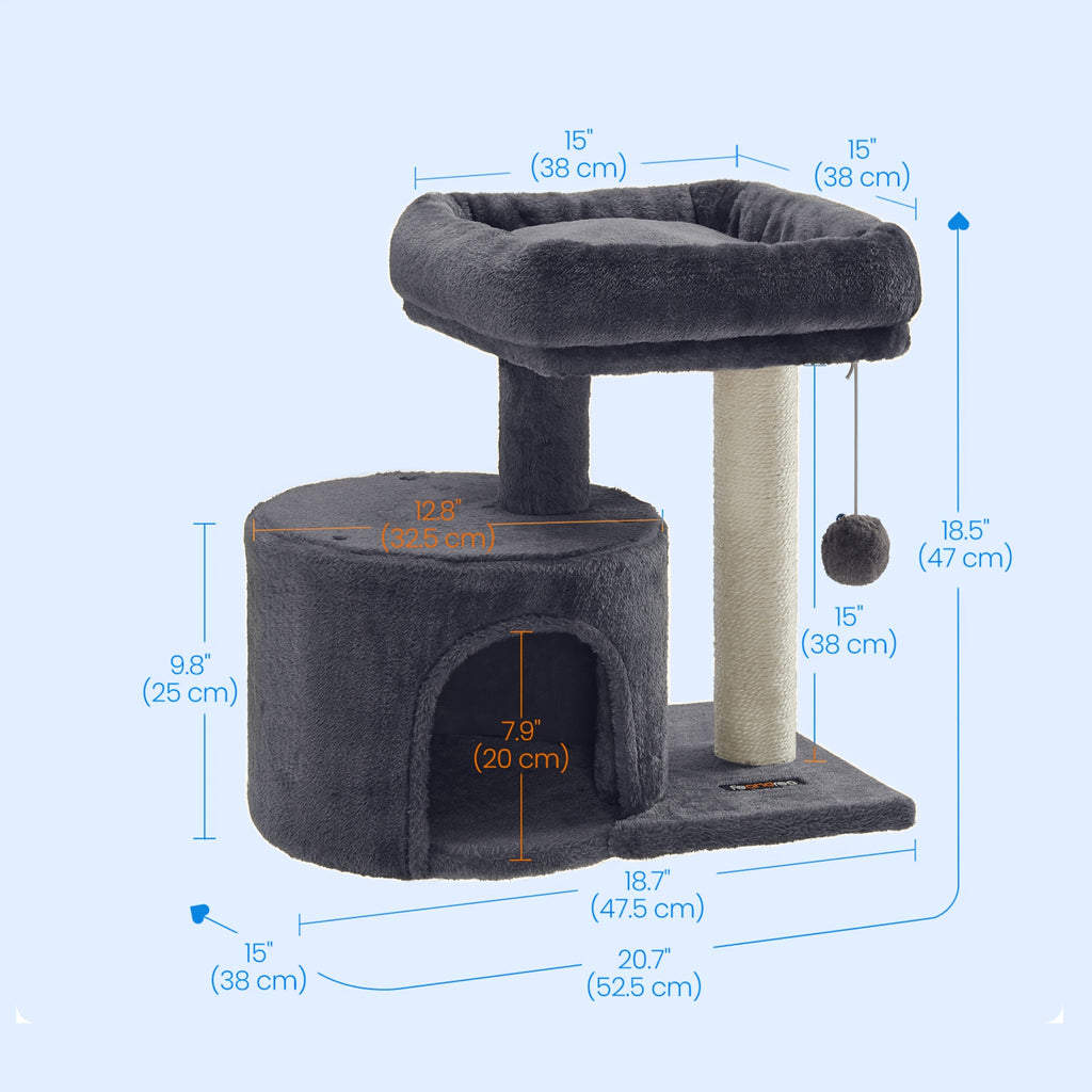 Cat Tree with Soft Padded Perch and Plush Condo, Multi-Level Indoor Cat Tower with Sisal Scratching Posts for Kittens and Cats, Four Colors
