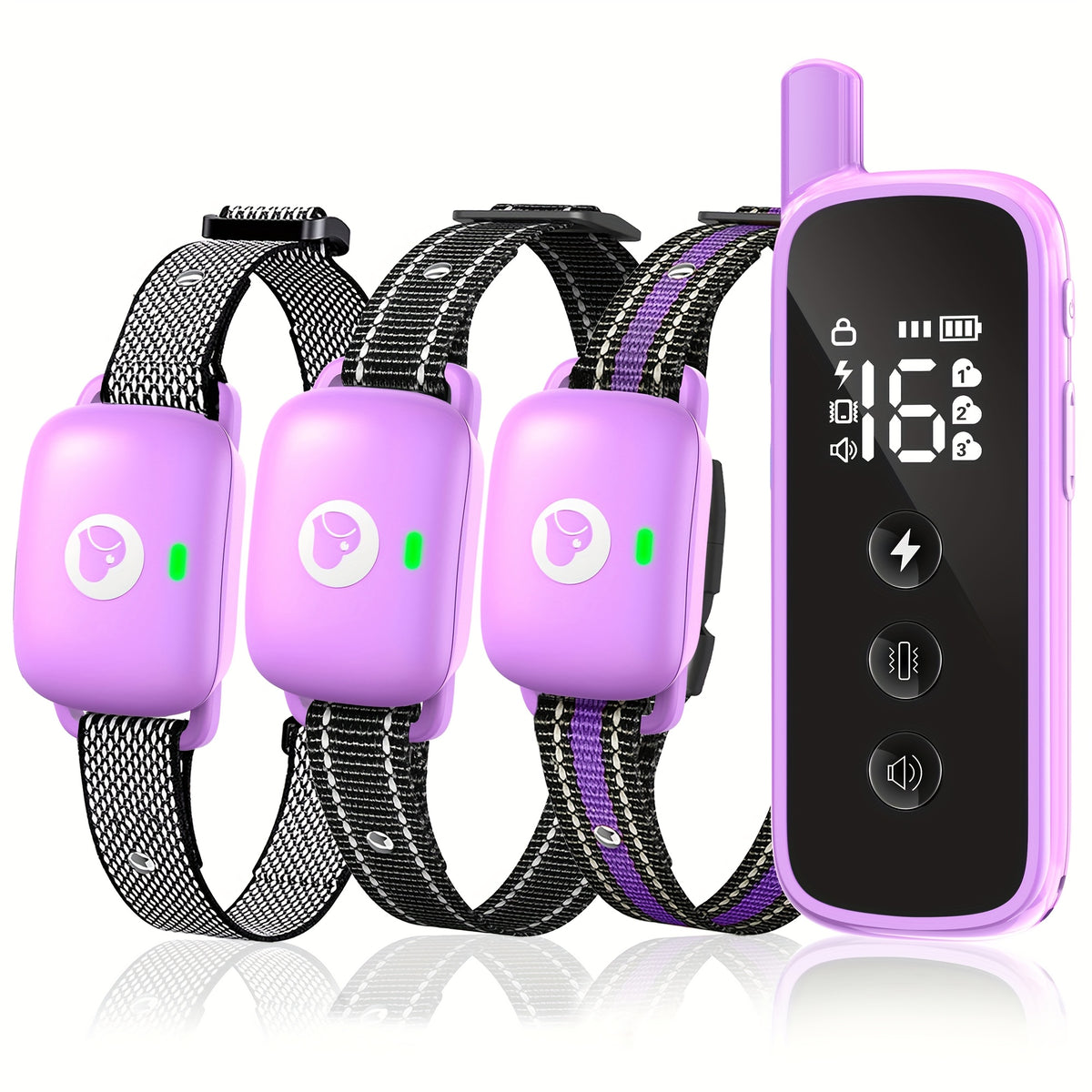 Dog Training Collar with Keypad Lock, 2600ft Listed Remote Range, Rechargeable Beep, Vibration and Static Modes, Orange or Purple Options for 1 to 3 Dogs