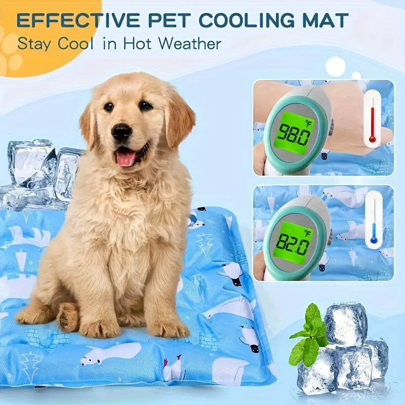 Gel Cooling Mat for Dogs and Cats, Water-Activated Reusable Pet Resting Pad in Two Sizes and Four Patterns for Indoor and Outdoor Summer Lounging
