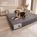 Water Repellent Dog Bed Cover 36x27x4 Inch, Washable Pet Bed Cushion Cover with Zipper, Scratch Resistant Replacement Cover for Medium Large Dogs, Grey Navy Black