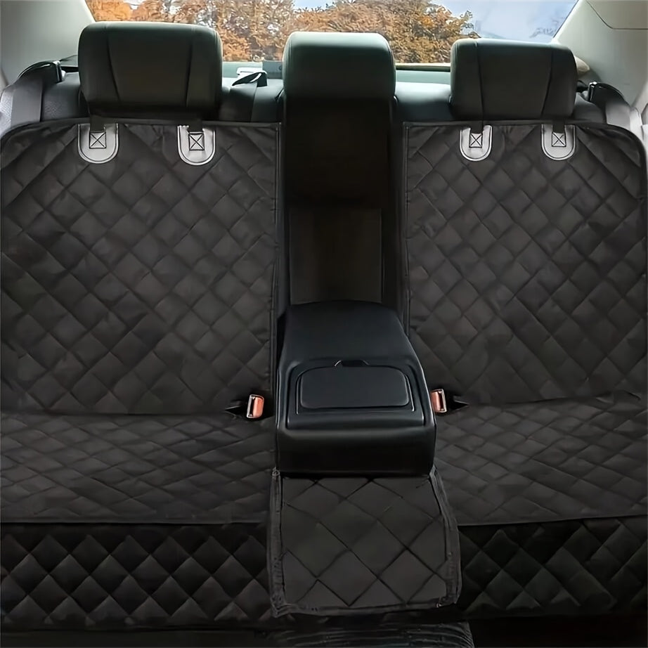 Washable Dog Car Seat Cover for Back Seats, Anti-Slip Scratch-Resistant Pet Fur and Mud Protector with Armrest Compatibility