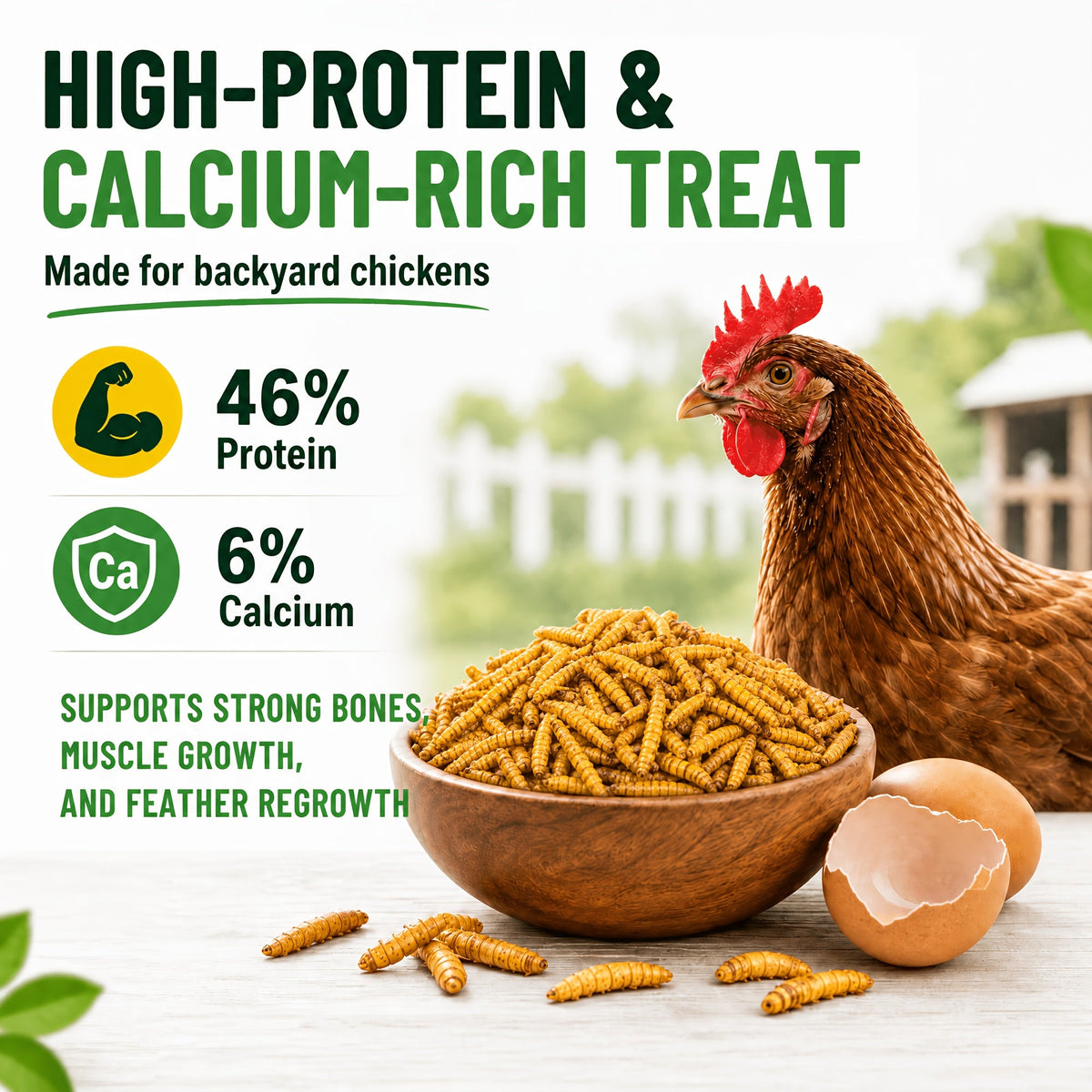 Dried BSFL Grubs for Chickens, Black Soldier Fly Larvae Treats with 46% Protein and 6% Calcium for Hens, Ducks and Birds, 2, 5 or 10 lb