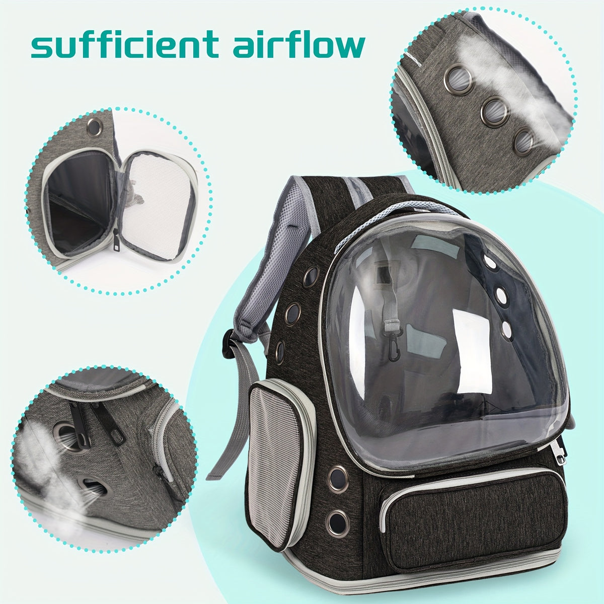 Cat Carrier Backpack with Clear Bubble Window, Breathable Space Capsule Travel Bag with Zipper Entry for Cats and Kittens, Six Color Options