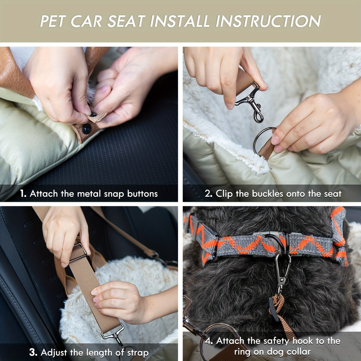 Small Dog Car Seat and Travel Tote for Dogs up to 10 lbs, Soft Fleece Interior Pet Carrier and Indoor Outdoor Bed in Eucalyptus Green