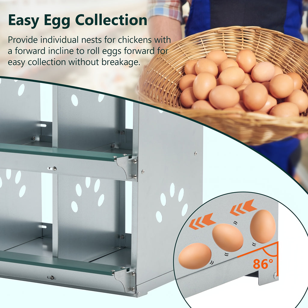 Galvanized Steel Chicken Nesting Box with Ventilation Holes, Green Model 0206 Hen Nest with Removable Divider and Nest Pad for Backyard Coops