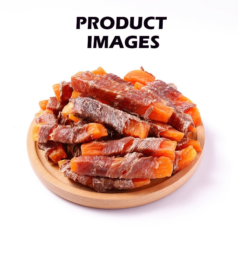 Dog Treats with Chicken and Duck Wrapped Sweet Potato Fries, 100g / 3.53 oz Meat-Wrapped Snack Strips for Supervised Training Rewards and Daily Treat Time