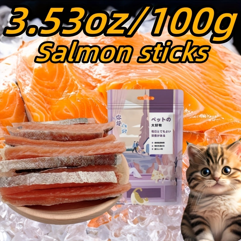 Salmon Stick Pet Treats, Dried Salmon Formed into Snack Sticks for Supervised Reward Time, Fish Treat Selection with 200g Listed Weight Option