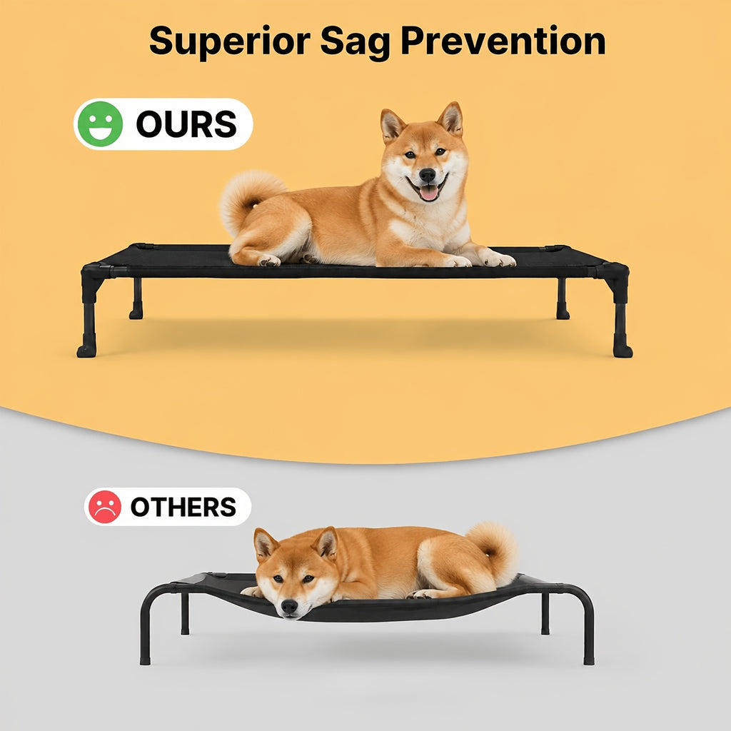 Elevated Dog Cot with Breathable Mesh, 19cm Raised Pet Bed with Metal Frame and Non-Slip Feet for Indoor, Patio and Camping Rest