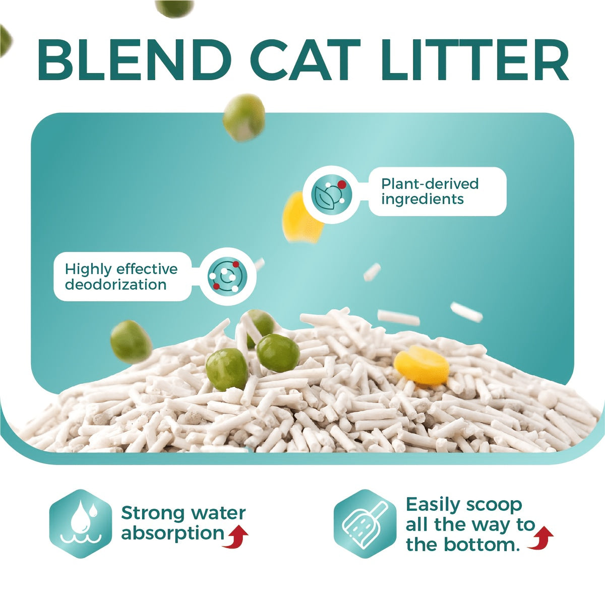Tofu Blend Cat Litter 6 Pack, 33 lb Listed Weight, Quick-Clumping Low-Dust Kitty Litter with Odor Control for Everyday Indoor Litter Box Care