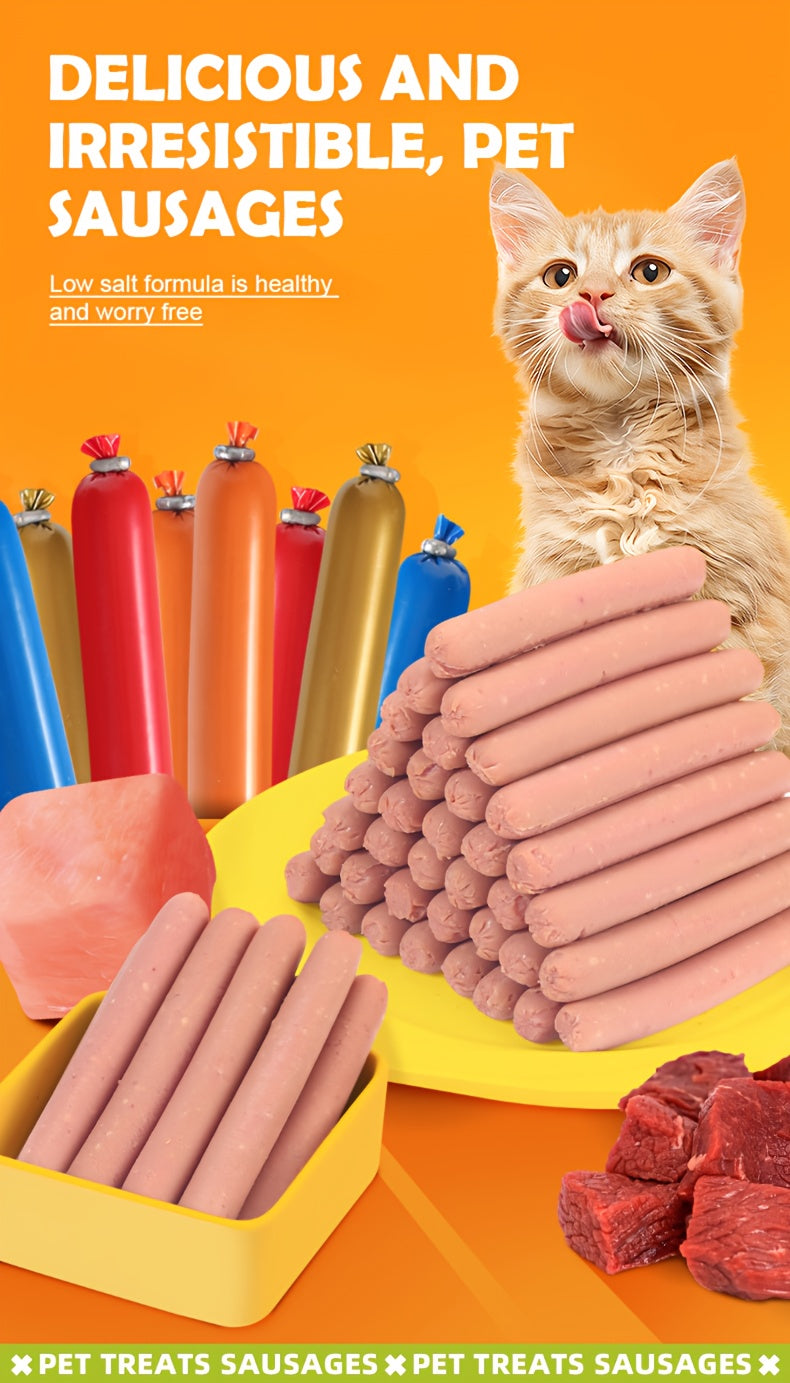 Cat Sausage Treats, Soft Snack Sticks in 16 or 32 Count Packs for Training Rewards and Bonding, Plus Chicken Duck Beef Fish Mixed Flavor Option