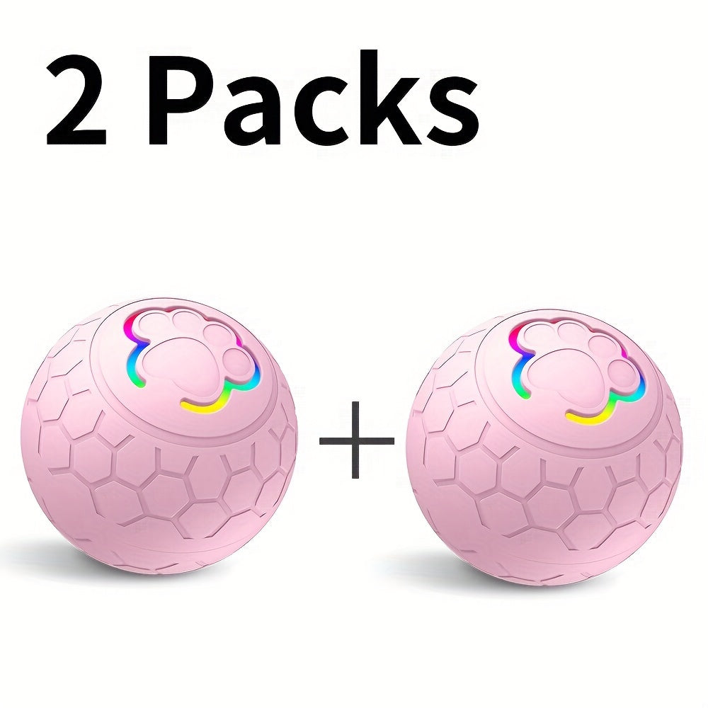Interactive Pet Balls 2 Pack with Motion Sensor and Flashing Lights, USB Rechargeable Jumping and Rolling Toys for Small Dogs and Cats, Two Modes