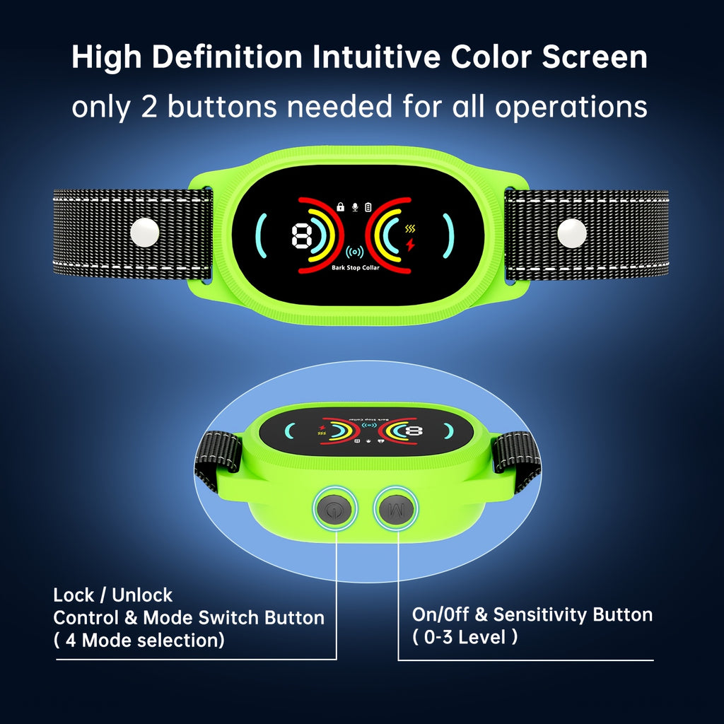 Rechargeable Dog Bark Collar with Beep and Vibration, 4 Selectable Modes and 3 Sensitivity Levels for Owner-Supervised Training, Six Color Options