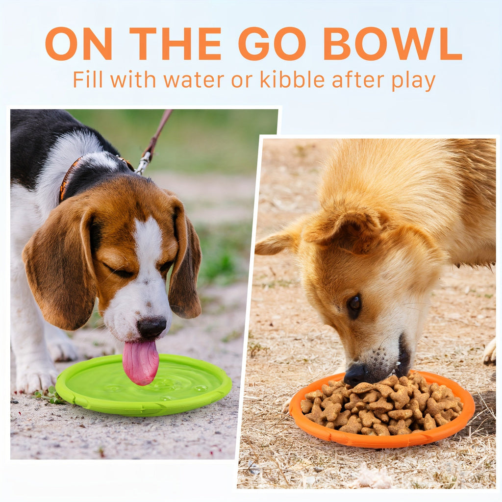 Dog Flying Disc 2 Pack, 7 Inch Natural Rubber Floating Fetch Toys in Green and Orange for Supervised Outdoor Retrieval, Pool and Beach Play