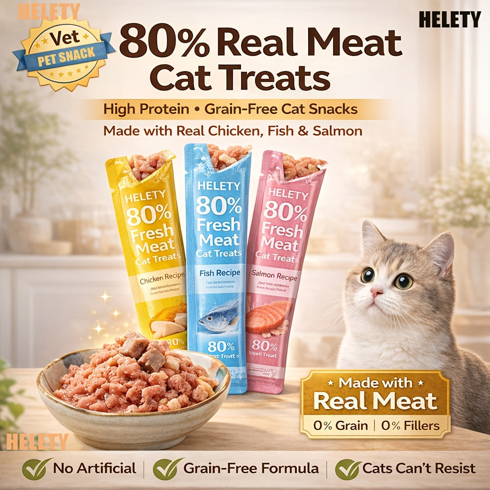 Cat Puree Treat Sticks 15g, Creamy Lickable Snacks for Hand Feeding and Meal Topping, Tuna or Yolk 10-Pack and Listed 72-Piece Mixed Options
