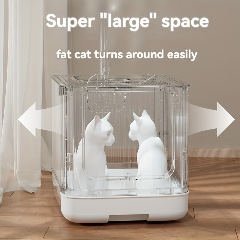 Extra Large Cat Litter Box with Front-Loading Drawer, 4-in-1 Enclosed Double-Door Cat Toilet with Top Cover, Scoop and Carbon Bag