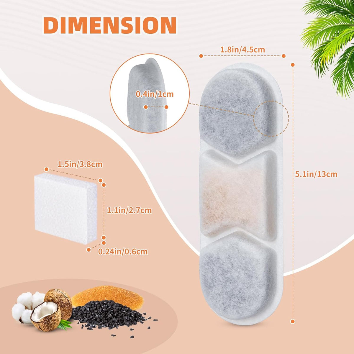 Dog Water Fountain Replacement Filters for IDEAZOOS 7L and 12L Stainless Steel Pet Fountains, 6-Set Refill Pack for Everyday Maintenance