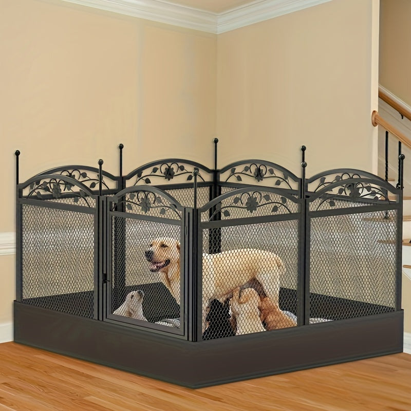 Dog Playpen with Waterproof Pad, 8-Panel Heavy Duty Metal Pet Fence with Door for Indoor Outdoor Puppy Training, Exercise and Large Dog Play Areas