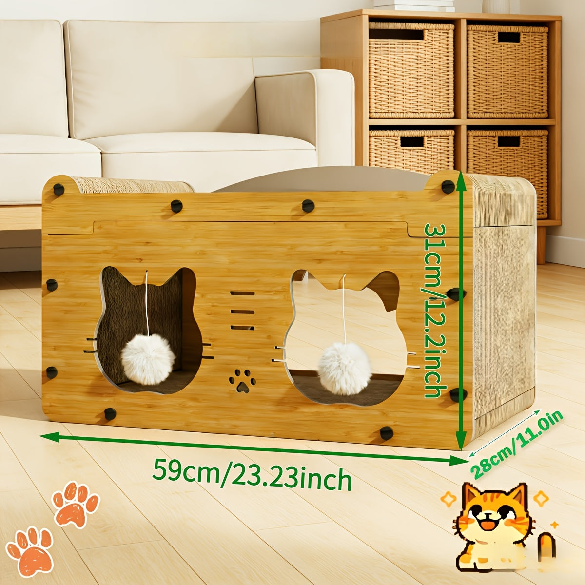 Corrugated Cardboard Cat Scratcher Bed for Indoor Cats, High-Density Scratching and Resting Nest with Small, Medium, Large and Refill Options