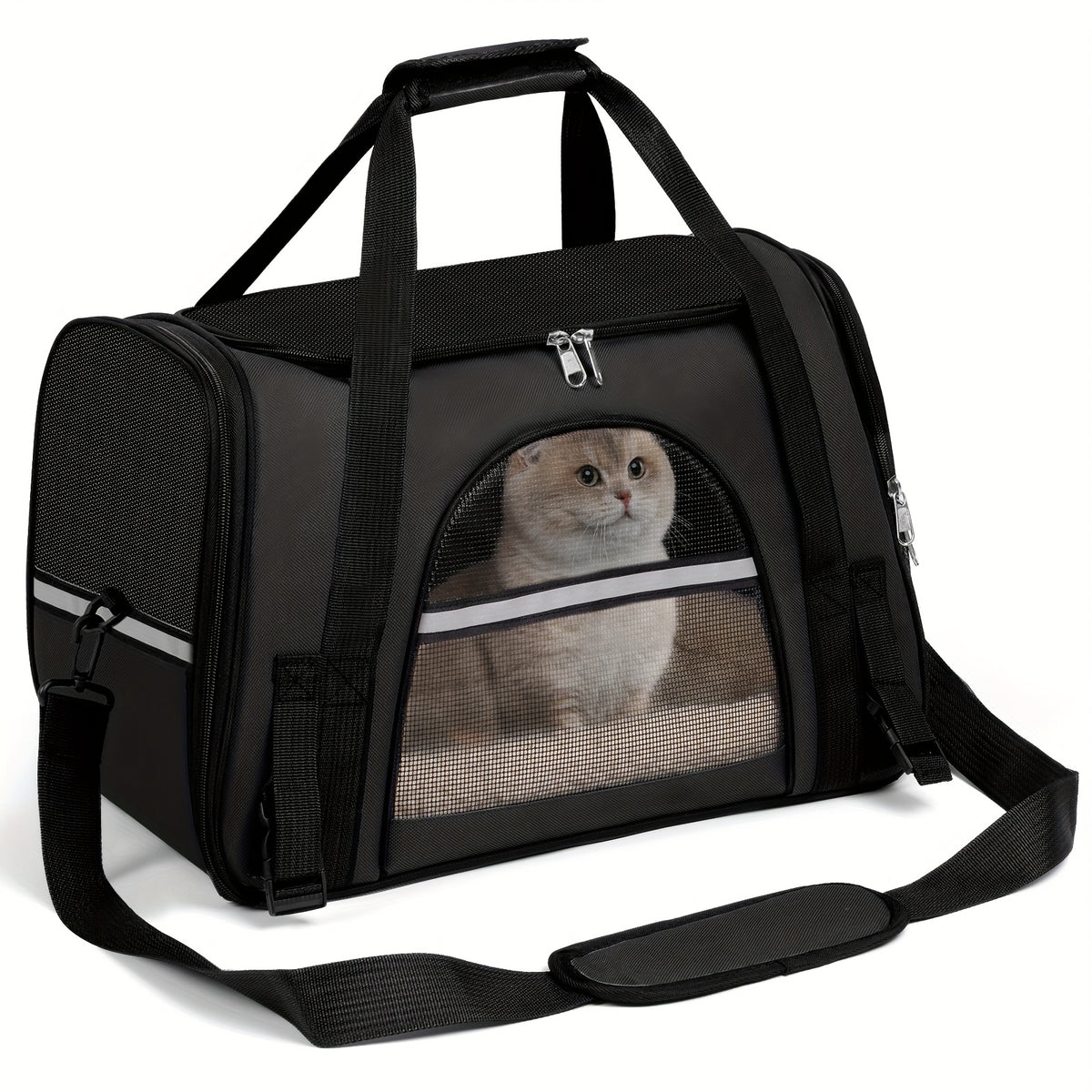 Foldable Cat Carrier Backpack with Zipper Closure, Ventilated Pet Travel Bag for Cats and Dogs, Seven Colors for Vet Visits and Everyday Trips