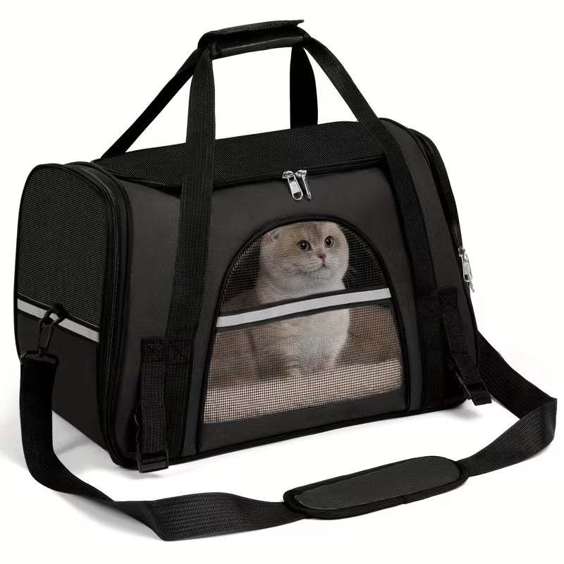 Foldable Cat Carrier Backpack with Zipper Closure, Ventilated Pet Travel Bag for Cats and Dogs, Seven Colors for Vet Visits and Everyday Trips