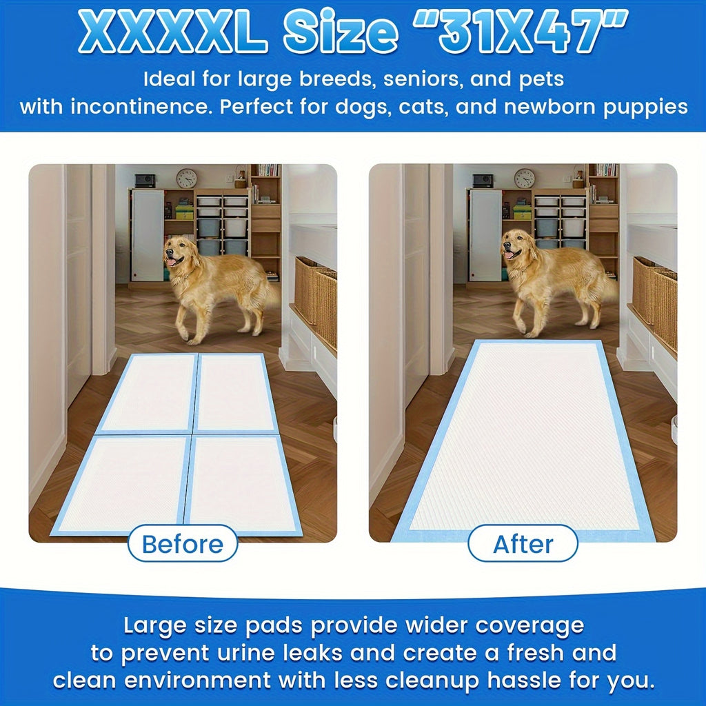 Extra Large Puppy Pads with 8-Layer Absorbent Design, Dog Potty Training Mats for Floors, Crates and Travel, Multiple Sizes in 39 to 100 Count Packs