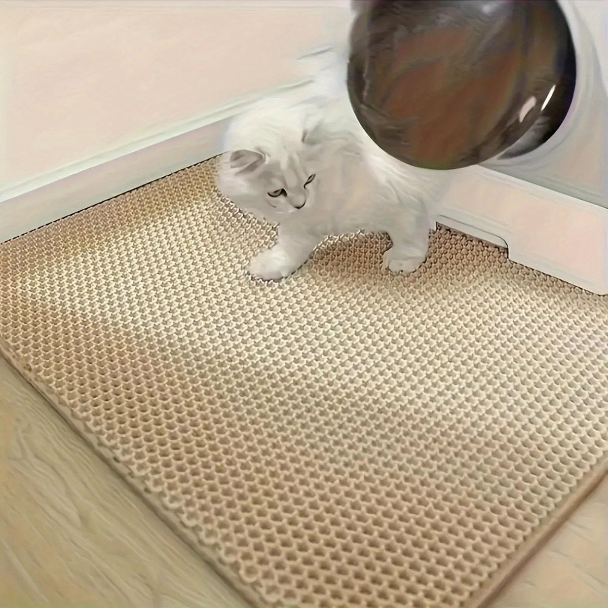 XXL Cat Litter Mat 47.2 x 27.6 Inches, Grey Double Layer EVA Litter Catcher with Non-Slip Design, Washable Scatter Control for Indoor Litter Box Areas