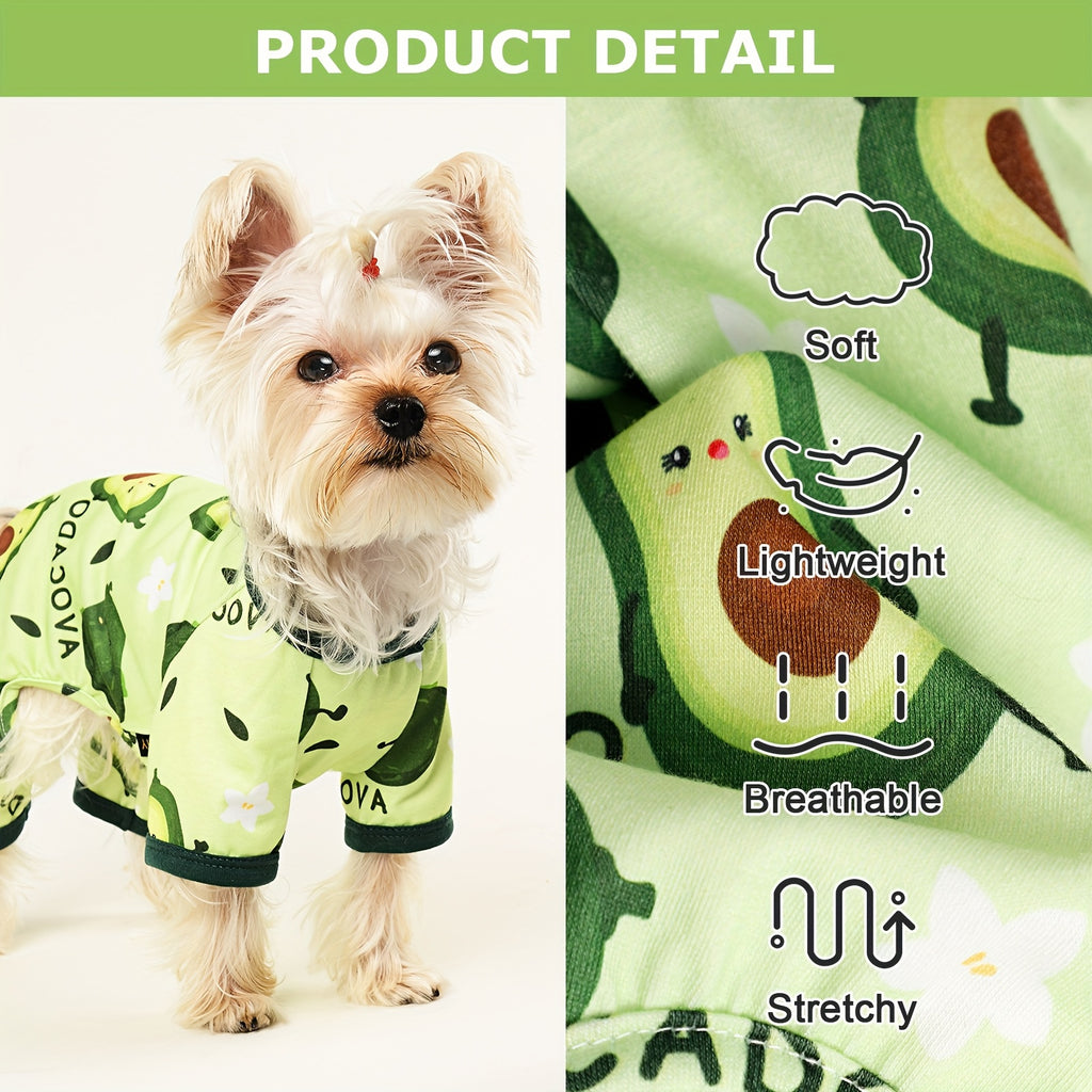 Dog Pajama Set of 2, Machine-Washable Knit Pullover Onesies with Four-Leg Design and Elastic Waist for Small Dog Lounging and Everyday Wear