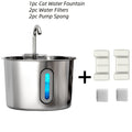 Cat Water Fountain with 3-Stage Filtration, 2.2L 304 Stainless Steel Pet Drinking Dispenser with Quiet USB Pump and Visible Water Level Window