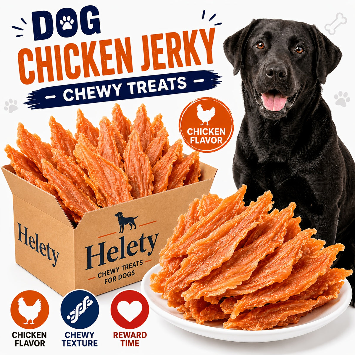 Chicken Breast Jerky Treats for Cats and Dogs, 100g x 3 Pack or Chicken Combo Pet Snacks for Supervised Training Rewards and Everyday Treat Time