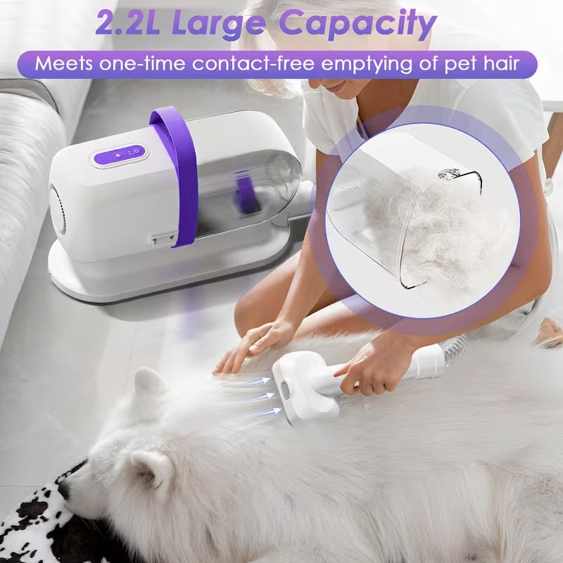 Pet Grooming Vacuum 12000Pa with 2.2L Dust Cup and 3 Suction Levels, Orange or Purple Dog Hair Collection System with 8-in-1 Kit Options