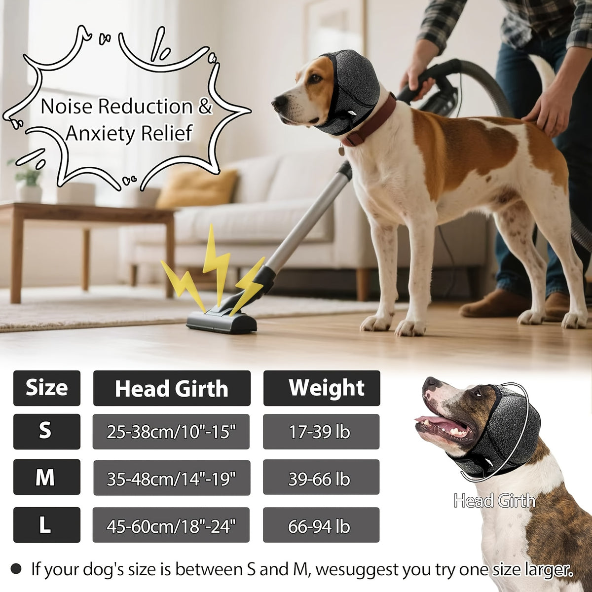 Dog Ear Cover Head Wrap with Adjustable Closure, Soft Hood for Supervised Grooming, Bath-Time Routines and Travel, S M L in Four Colors