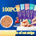 Lickable Cat Snacks 100 Count, Five Mixed Flavor Creamy Squeeze Treat Sticks for Adult Cats, Hand Feeding, Food Topping and Everyday Bonding