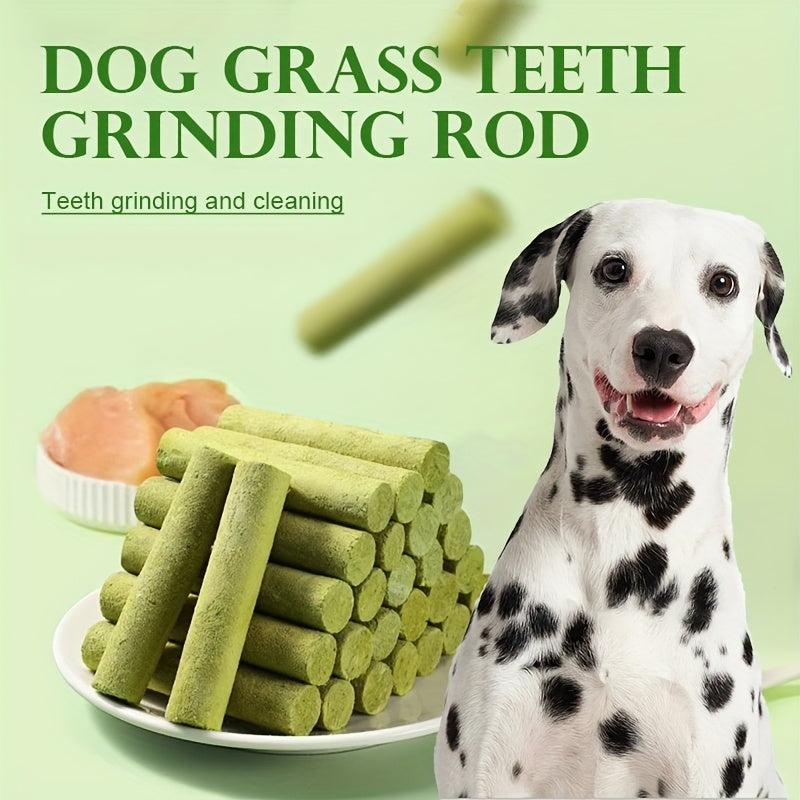 Dog Grass Snack Sticks 15 Count, Green Rod-Shaped Chew Treats for Supervised Reward Time, Everyday Snacking and Dog Lover Gift Baskets
