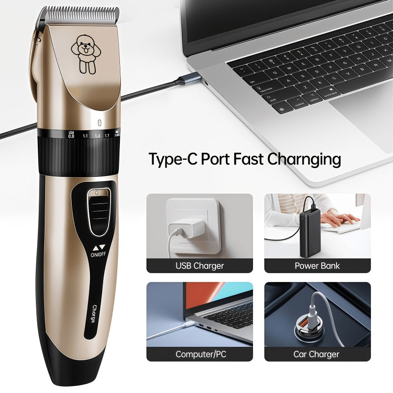 Pet Grooming Trimmer and Scissors Kit for Dogs and Cats, At-Home Hair Clipping Set with Curved Scissors Options for Small Dog and Puppy Coat Care